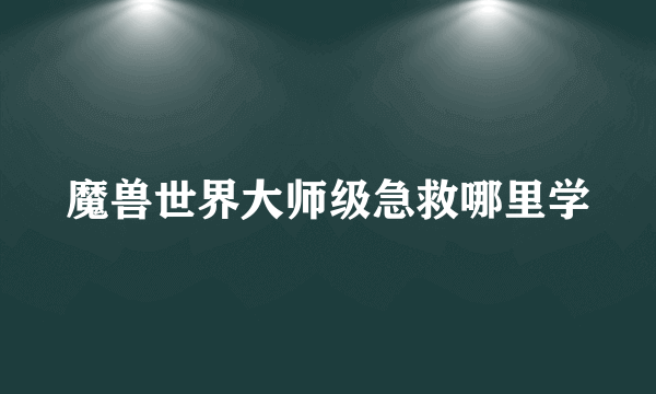 魔兽世界大师级急救哪里学