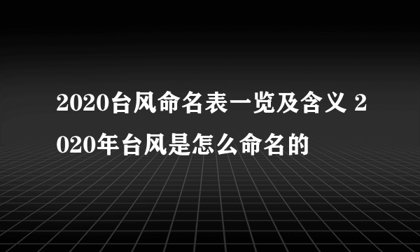 2020台风命名表一览及含义 2020年台风是怎么命名的