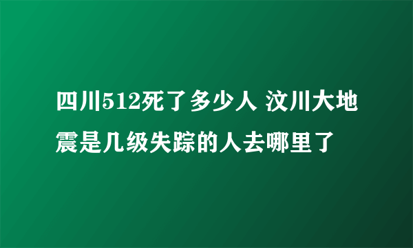 四川512死了多少人 汶川大地震是几级失踪的人去哪里了