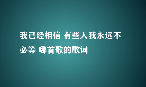 我已经相信 有些人我永远不必等 哪首歌的歌词