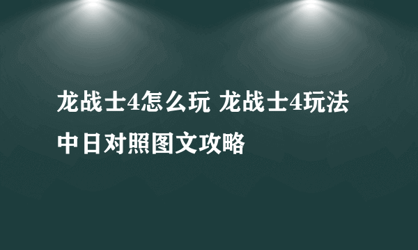 龙战士4怎么玩 龙战士4玩法中日对照图文攻略