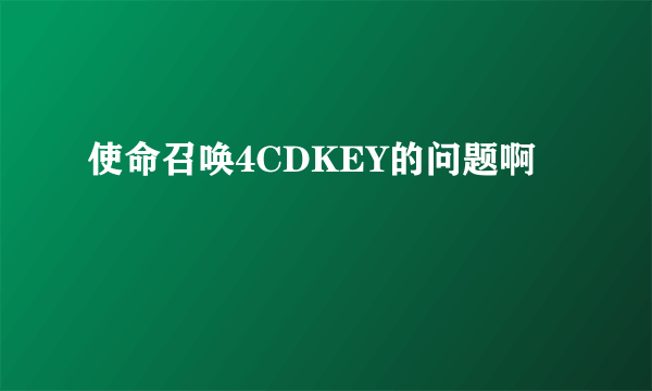 使命召唤4CDKEY的问题啊