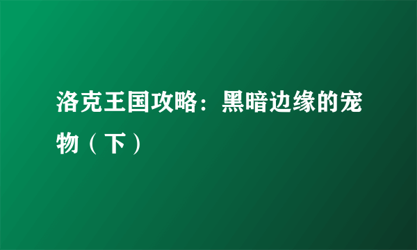 洛克王国攻略：黑暗边缘的宠物（下）