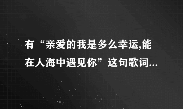 有“亲爱的我是多么幸运,能在人海中遇见你”这句歌词的歌名是什么