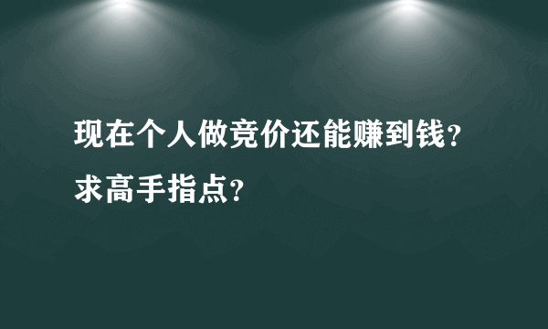 现在个人做竞价还能赚到钱？求高手指点？