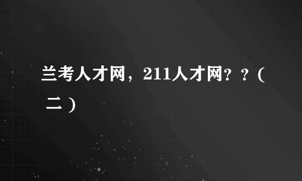 兰考人才网，211人才网？？( 二 )