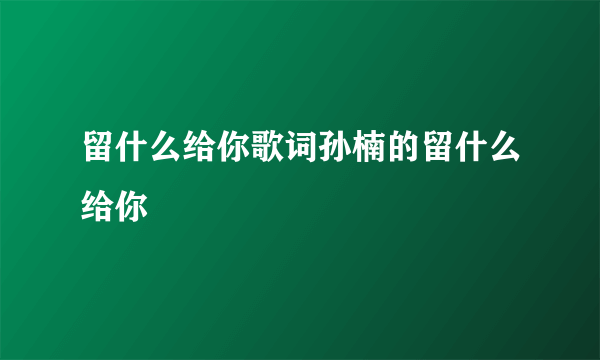 留什么给你歌词孙楠的留什么给你