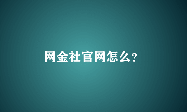 网金社官网怎么？