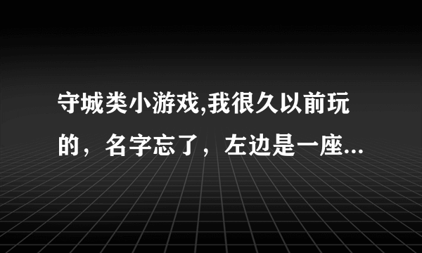 守城类小游戏,我很久以前玩的，名字忘了，左边是一座塔，可以用鼠标射箭，自己会出兵，一关一关的，可以用