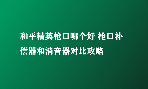 和平精英枪口哪个好 枪口补偿器和消音器对比攻略