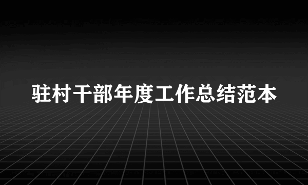 驻村干部年度工作总结范本