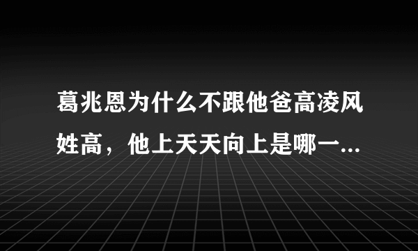 葛兆恩为什么不跟他爸高凌风姓高，他上天天向上是哪一期_飞外网