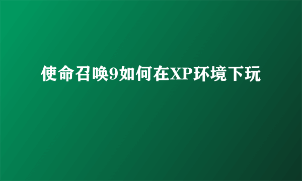 使命召唤9如何在XP环境下玩