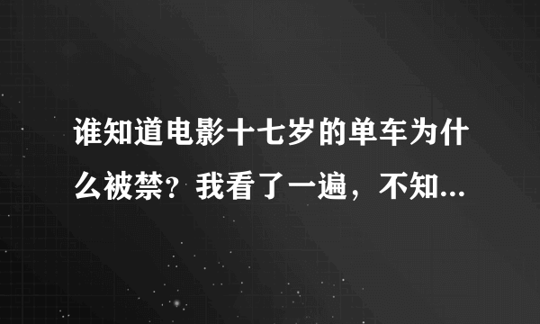 谁知道电影十七岁的单车为什么被禁？我看了一遍，不知道导演想表达什么意思，谁能解释一下