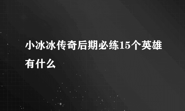 小冰冰传奇后期必练15个英雄有什么