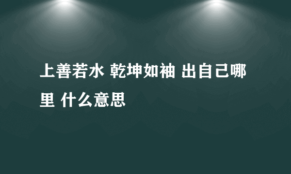 上善若水 乾坤如袖 出自己哪里 什么意思