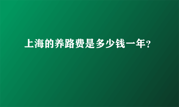 上海的养路费是多少钱一年？