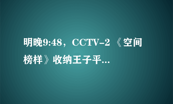 明晚9:48，CCTV-2 《空间榜样》收纳王子平台创始人小...