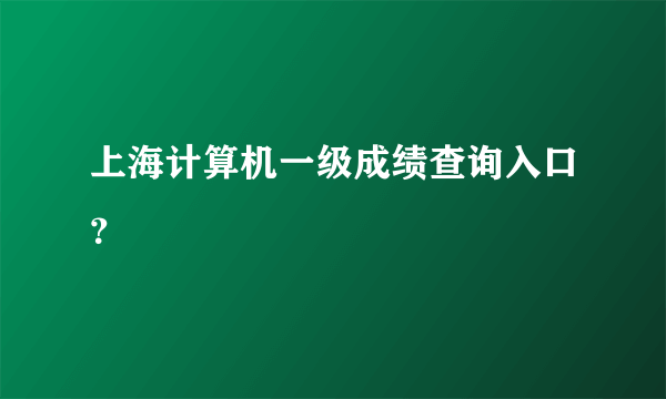 上海计算机一级成绩查询入口？