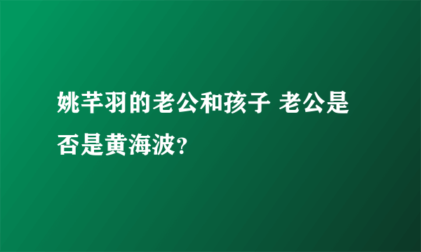 姚芊羽的老公和孩子 老公是否是黄海波？