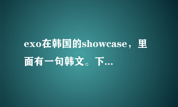 exo在韩国的showcase，里面有一句韩文。下图， 是什么意思呢。