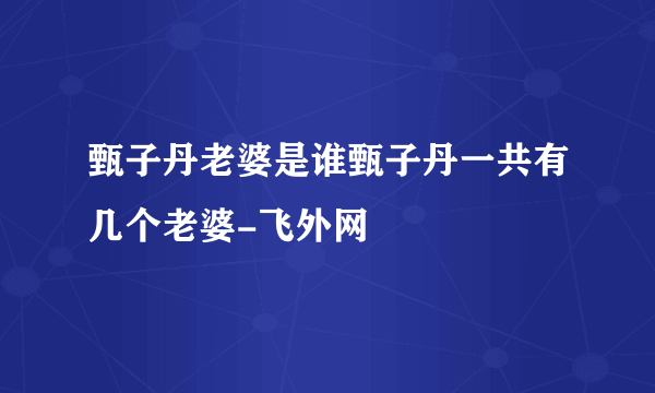 甄子丹老婆是谁甄子丹一共有几个老婆-飞外网