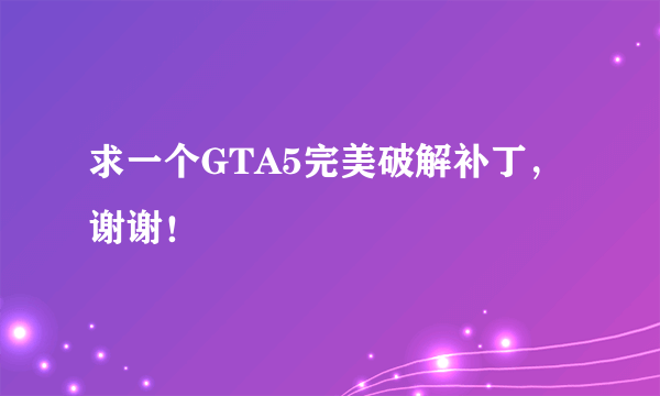 求一个GTA5完美破解补丁，谢谢！