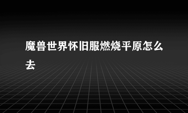 魔兽世界怀旧服燃烧平原怎么去