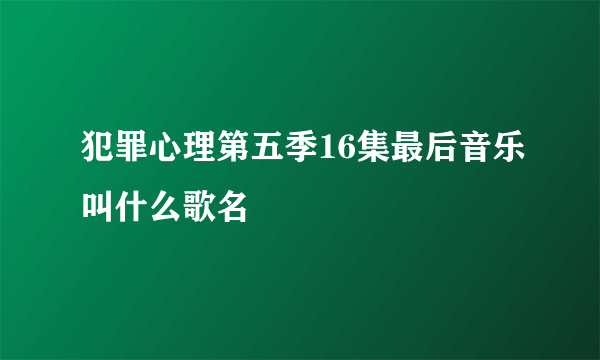 犯罪心理第五季16集最后音乐叫什么歌名