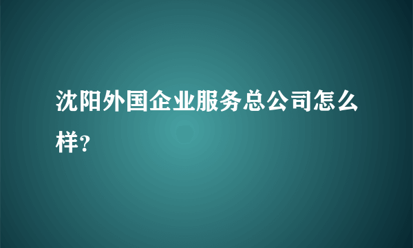 沈阳外国企业服务总公司怎么样？