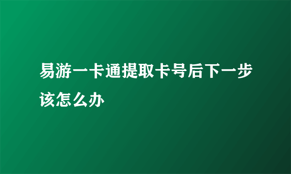 易游一卡通提取卡号后下一步该怎么办