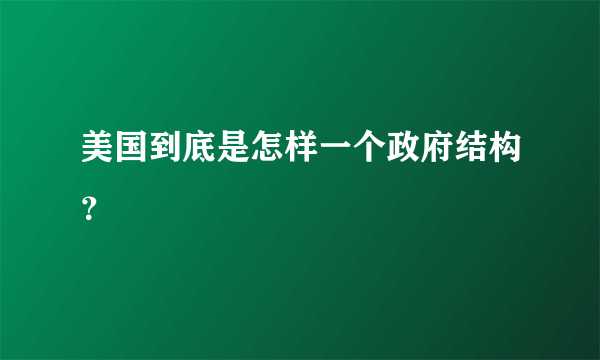 美国到底是怎样一个政府结构？