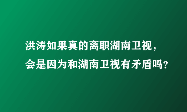 洪涛如果真的离职湖南卫视，会是因为和湖南卫视有矛盾吗？