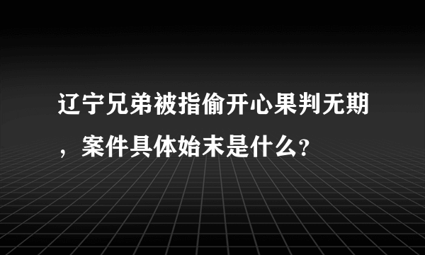 辽宁兄弟被指偷开心果判无期，案件具体始末是什么？