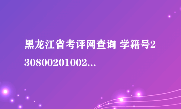 黑龙江省考评网查询 学籍号2308002010021538