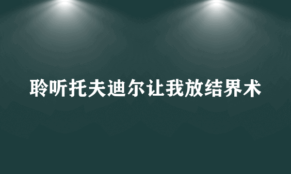 聆听托夫迪尔让我放结界术