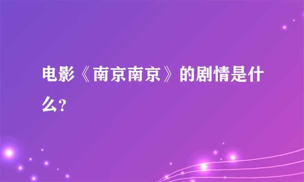 电影《南京南京》的剧情是什么？