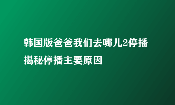 韩国版爸爸我们去哪儿2停播 揭秘停播主要原因