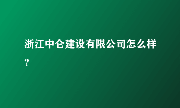 浙江中仑建设有限公司怎么样？