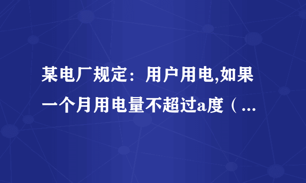 某电厂规定：用户用电,如果一个月用电量不超过a度（包括a度）每度电费为零点二元.那么超过a度,那么超出部分按每度625分之a元计算'其余部分仍按每度零点二元计算.某户居民四,五月份用电交费情况如下表?