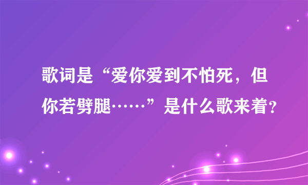 歌词是“爱你爱到不怕死，但你若劈腿……”是什么歌来着？