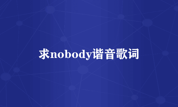 求nobody谐音歌词