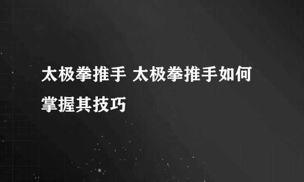 太极拳推手 太极拳推手如何掌握其技巧