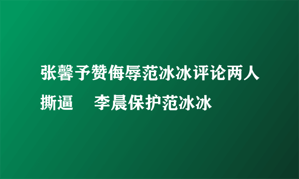 张馨予赞侮辱范冰冰评论两人撕逼    李晨保护范冰冰