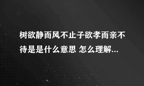 树欲静而风不止子欲孝而亲不待是是什么意思 怎么理解树欲静而风不止子欲孝而亲不待