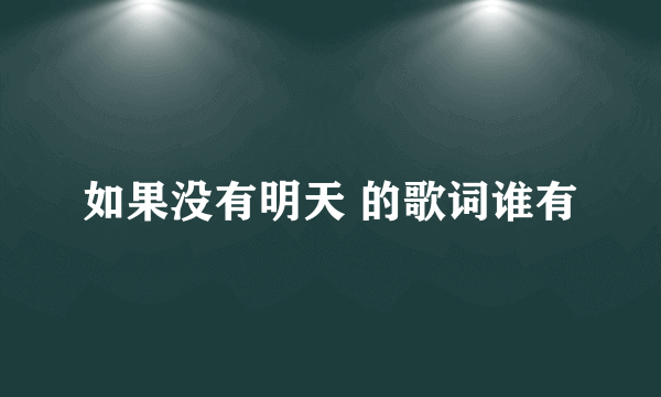 如果没有明天 的歌词谁有