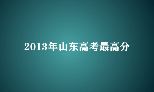 2013年山东高考最高分