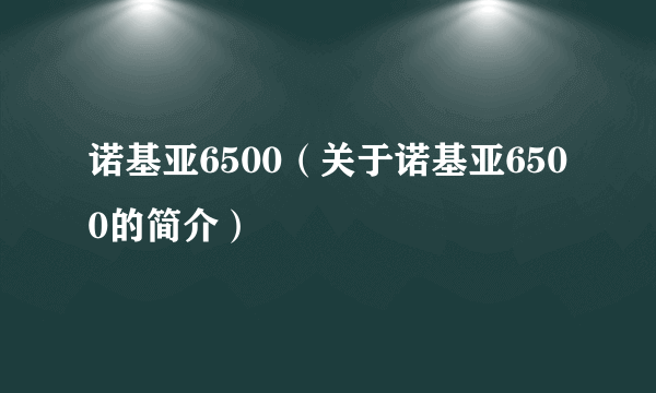 诺基亚6500（关于诺基亚6500的简介）