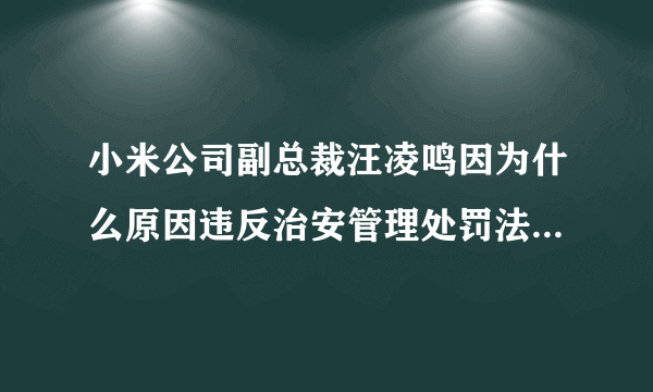 小米公司副总裁汪凌鸣因为什么原因违反治安管理处罚法，而被小米公司辞退？