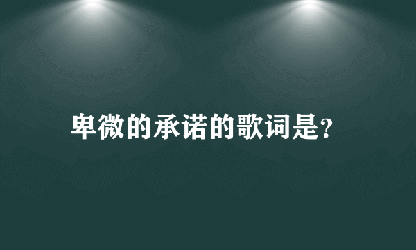 卑微的承诺的歌词是？